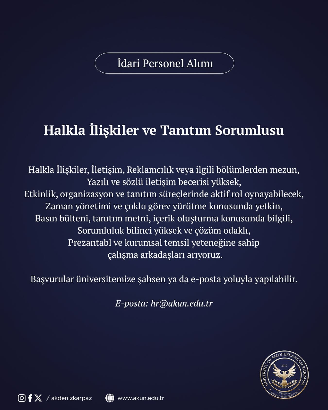 Münhal : Halkla İlişkiler ve Tanıtım Sorumlusu