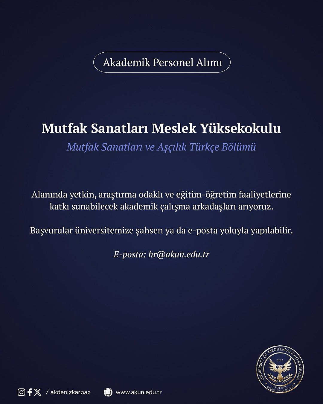 Akademik Münhal : Mutfak Sanatları Aşçılık Bölümü